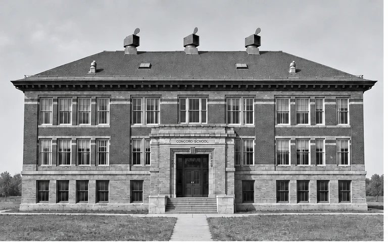 The north elevation, with the main entrance.